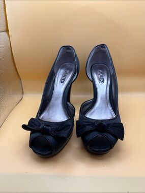 Unlisted Black Peep-Toe Pumps with Bow Accent